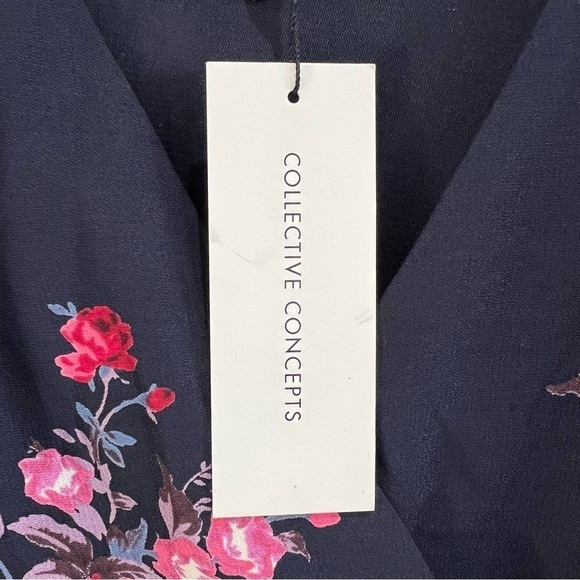 NWT Collective Concept (Nordstrom) Flutter Faux Wrap Dress Small Navy Floral - Picture 9 of 13